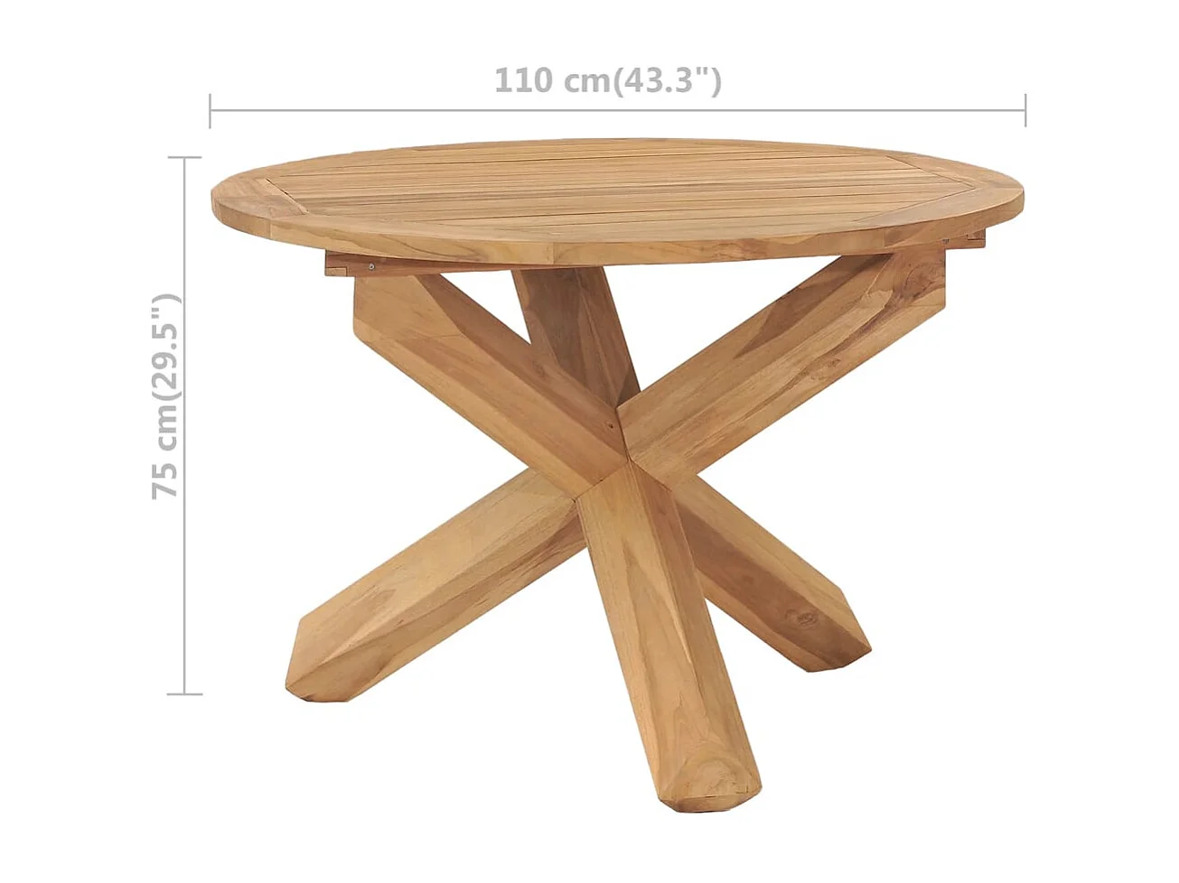 Table à dîner de jardin Ø110x75 cm Bois de teck massif