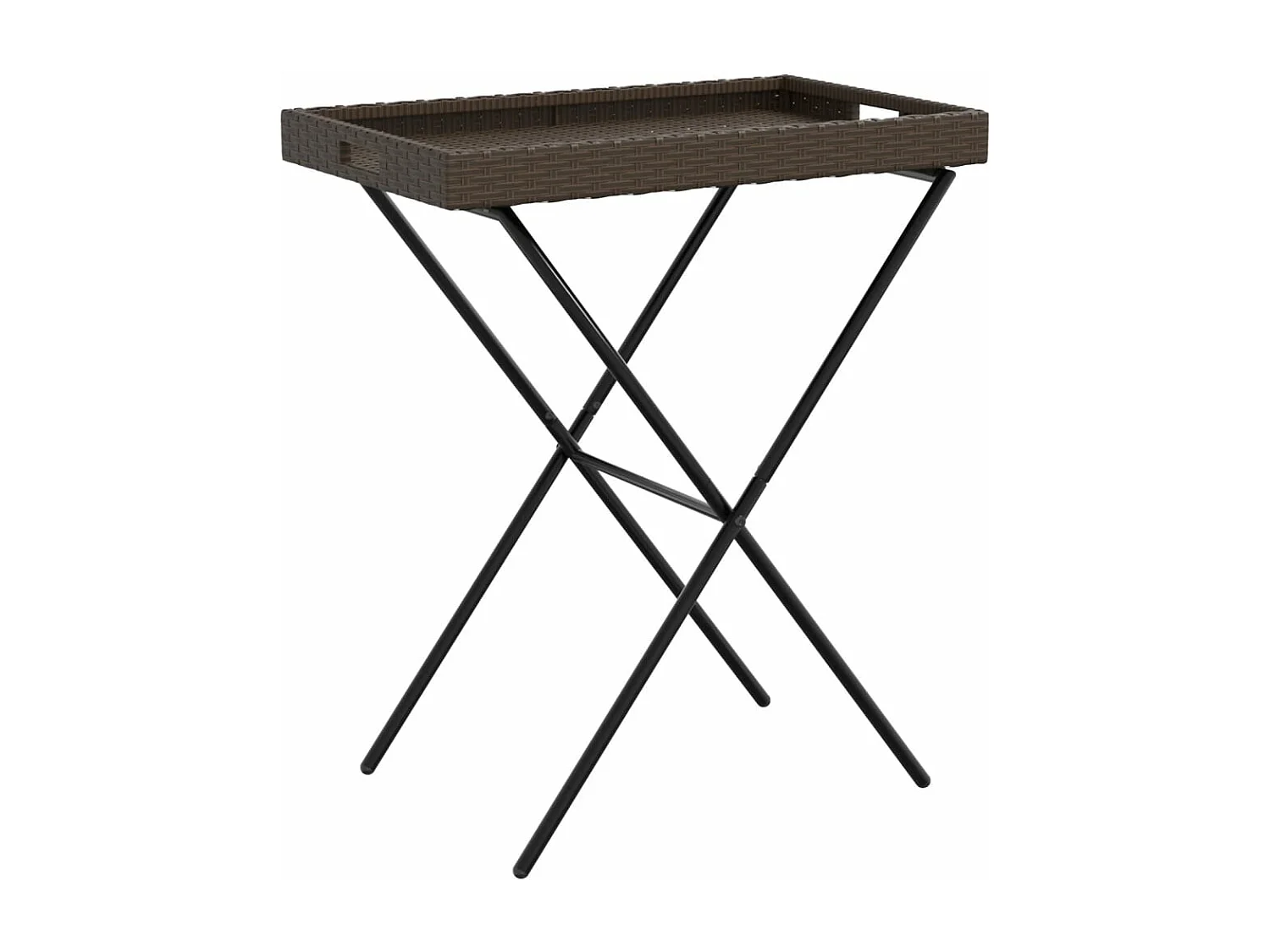 Table à plateau pliable marron 65x40x75 cm résine tressée