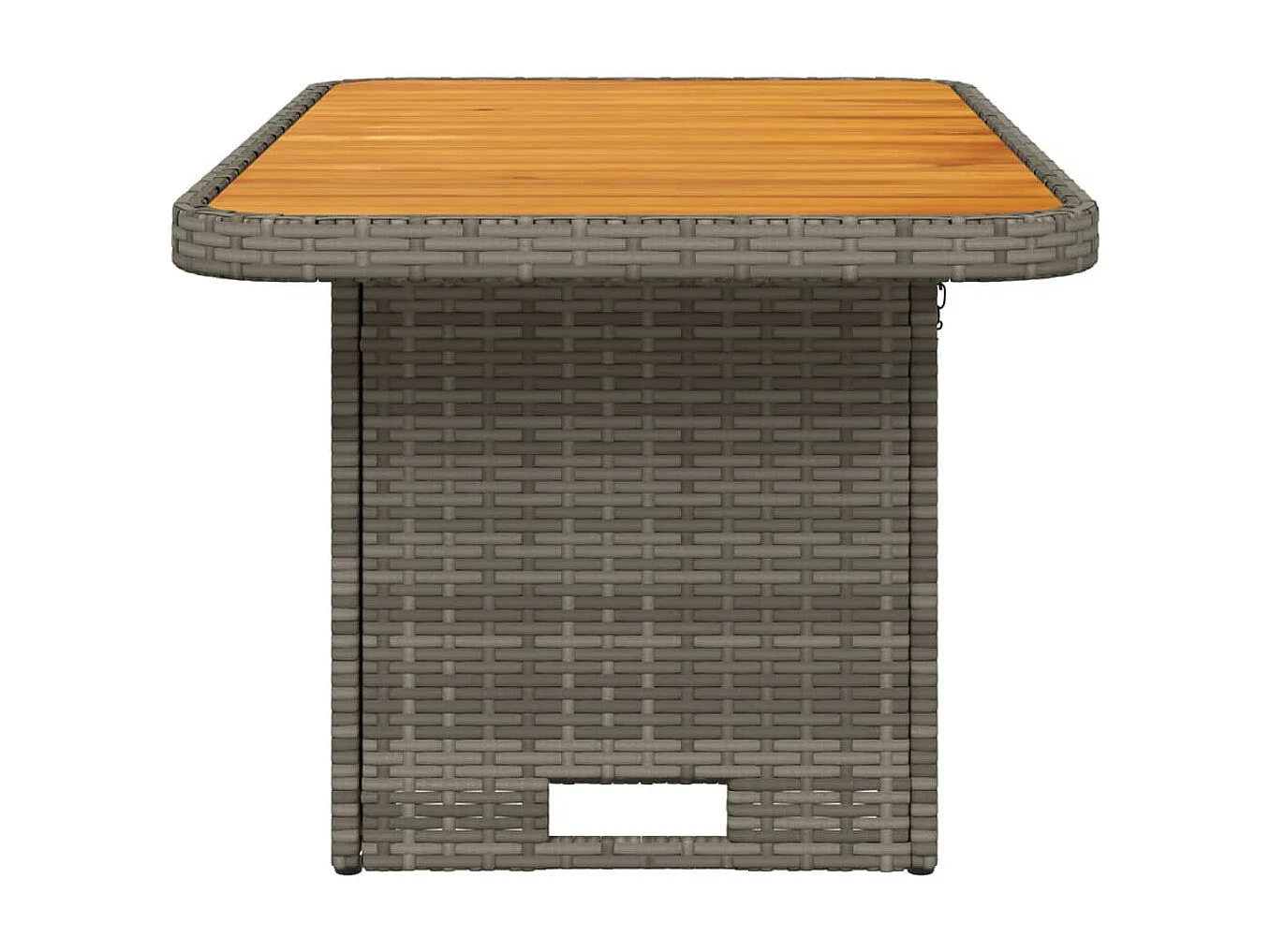 Mesa de jardim 90x55x71 cm vime PE e madeira de acácia cinzento