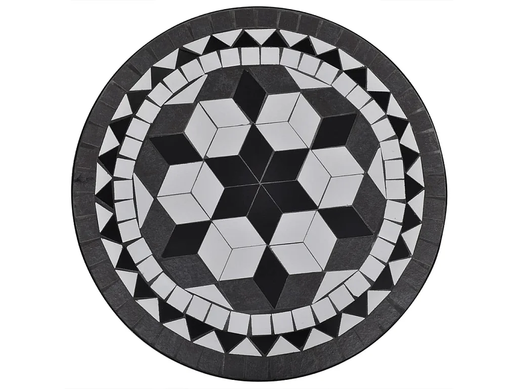 Table de bistro Noir et blanc 60 cm Mosaïque