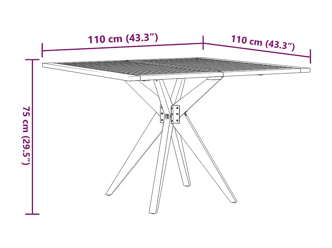 Tuintafel vierkant 110x110x75 cm massief acaciahout