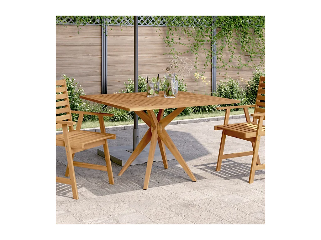 Table de jardin carrée 110x110x75 cm bois d'acacia solide