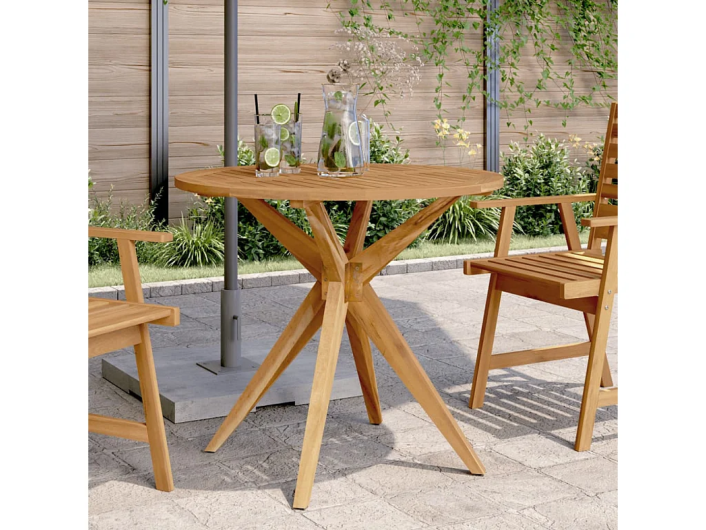Table de jardin ronde Ø85x75 cm bois d'acacia solide