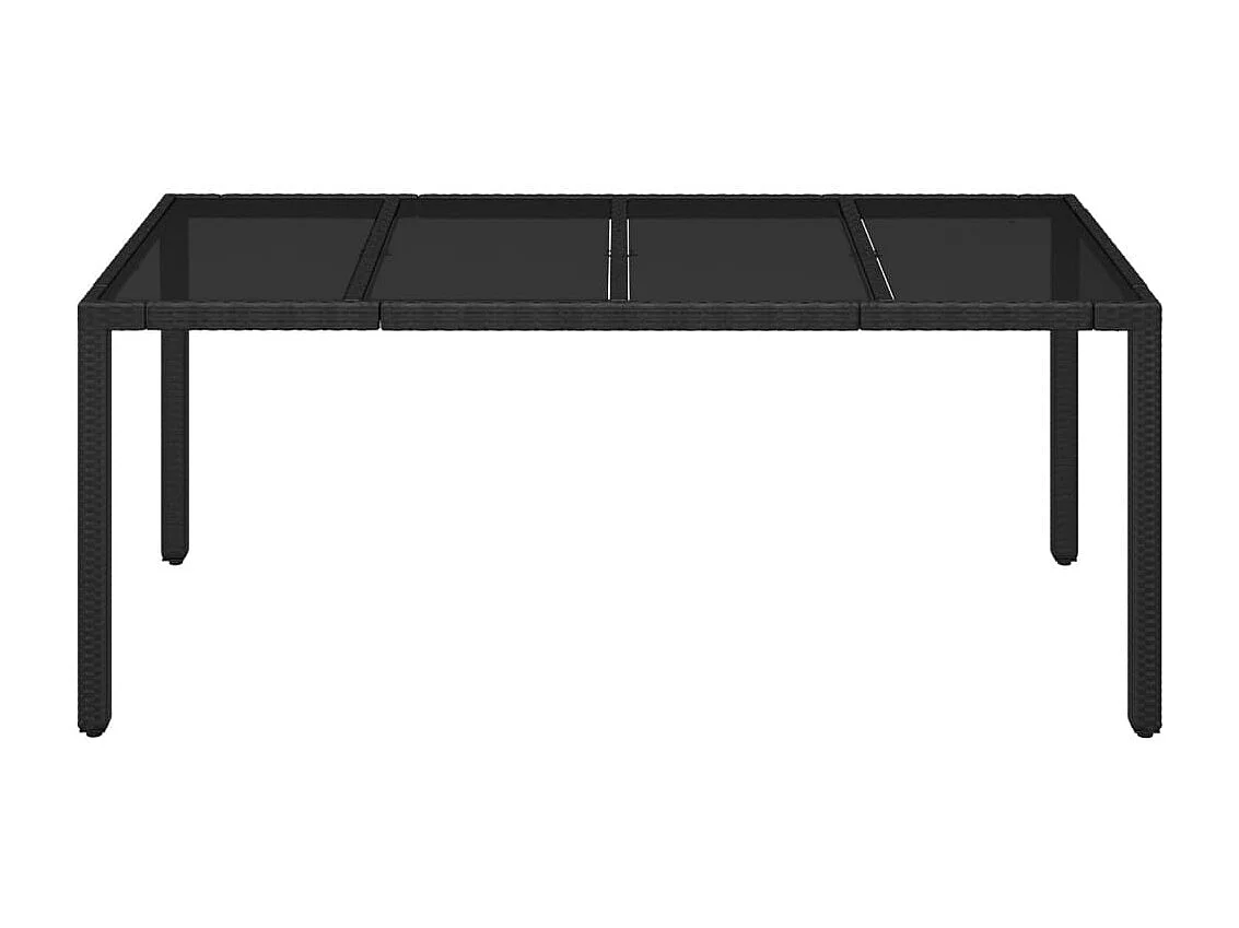 Table de jardin dessus en verre Noir 190x90x75cm Résine tressée