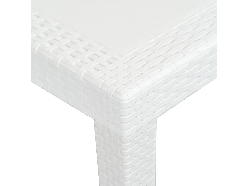 Mesa de jardim 220x90x72 cm plástico branco com aspeto de vime
