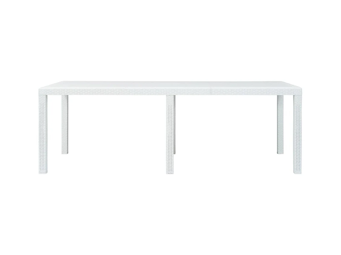 Table de jardin Blanc 220x90x72 cm Plastique Aspect de rotin
