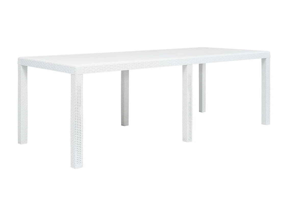 Table de jardin Blanc 220x90x72 cm Plastique Aspect de rotin