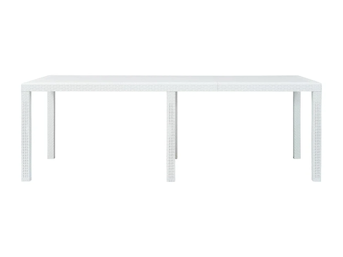 Table de jardin Blanc 220x90x72 cm Plastique Aspect de rotin