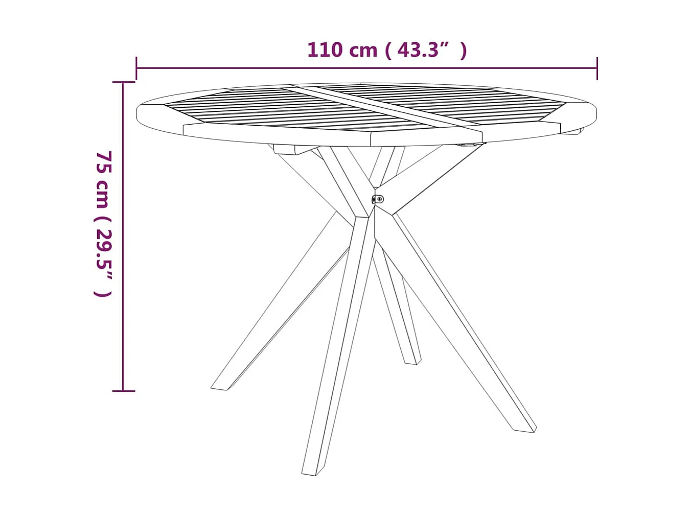 Table de jardin 110x110x75 cm Bois d'acacia solide