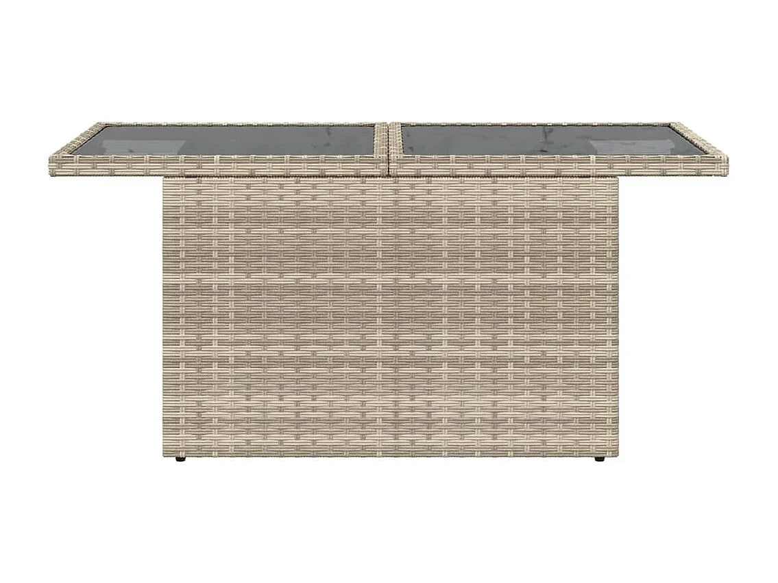 Mesa jardim c/ tampo de vidro 100x55x73 cm vime PE cinza-claro