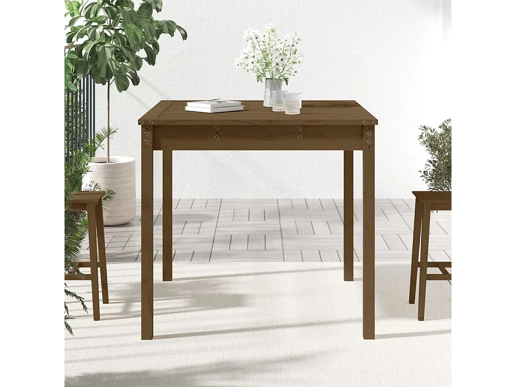 Tuintafel 82,5x82,5x76 cm massief grenenhout honingbruin