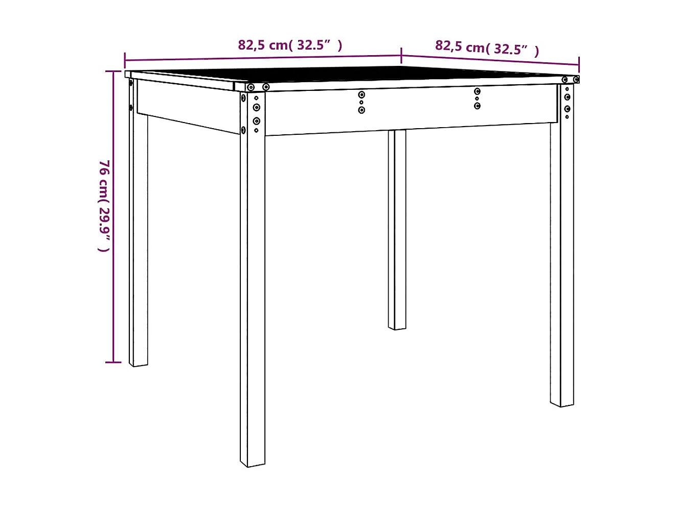 Tuintafel 82,5x82,5x76 cm massief grenenhout honingbruin