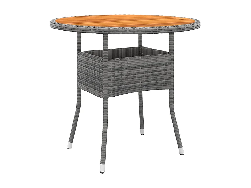 Mesa de jardim Ø80x75 cm madeira de acácia e vime PE cinzento