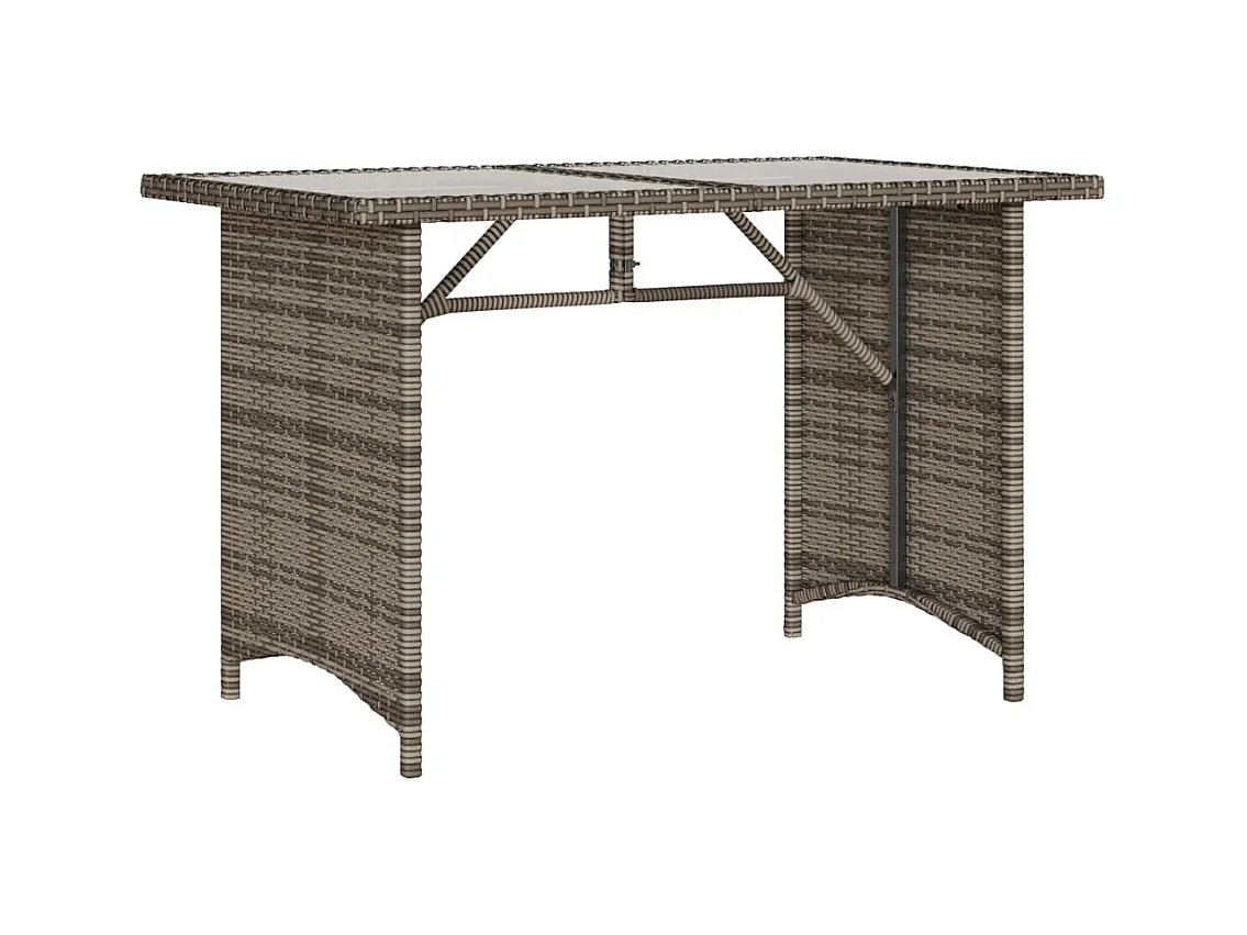 Table de jardin avec dessus en verre gris 110x68x70 cm rotin