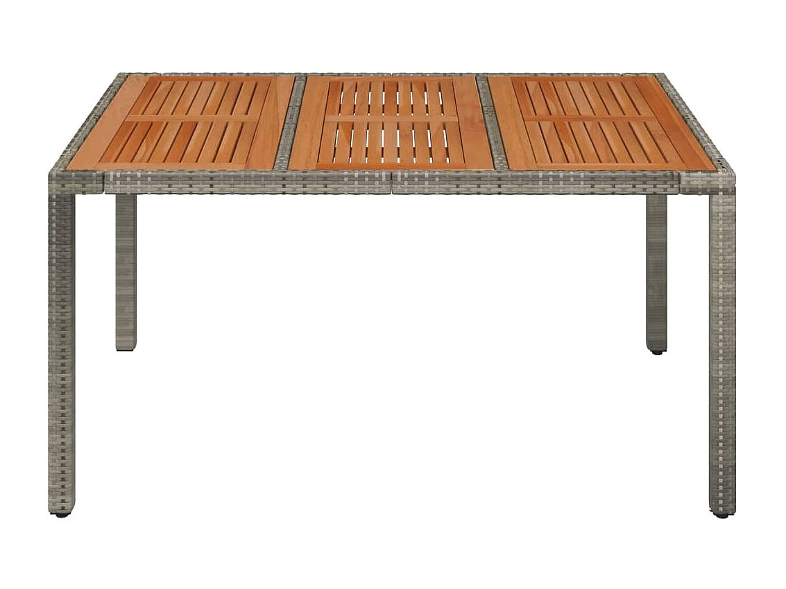 Mesa de jardim com tampo de madeira 150x90x75 cm vime PE cinza