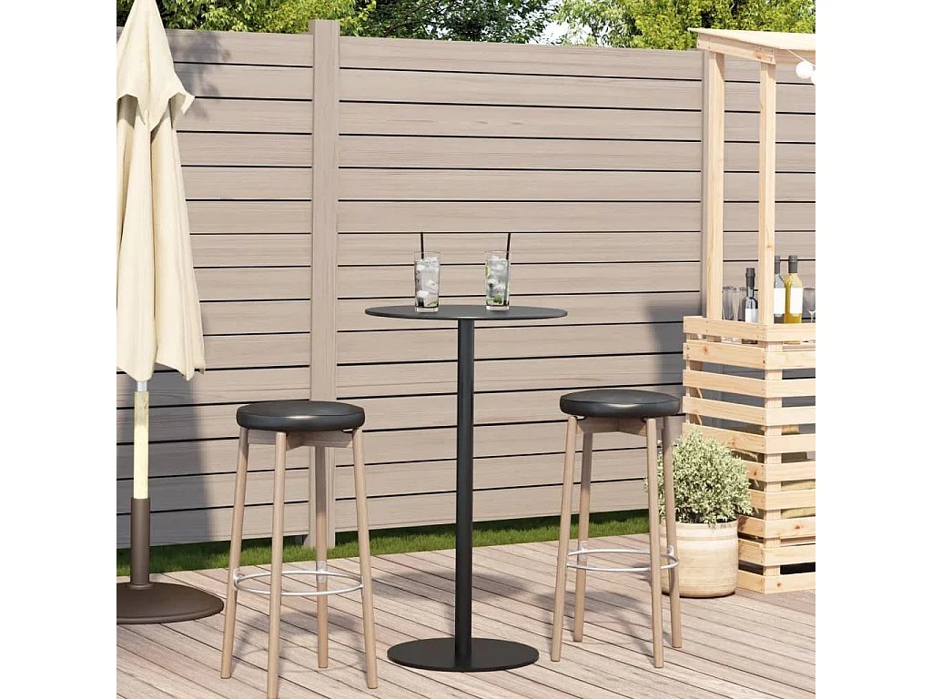 Table de jardin ronde noir Ø60x105 cm acier