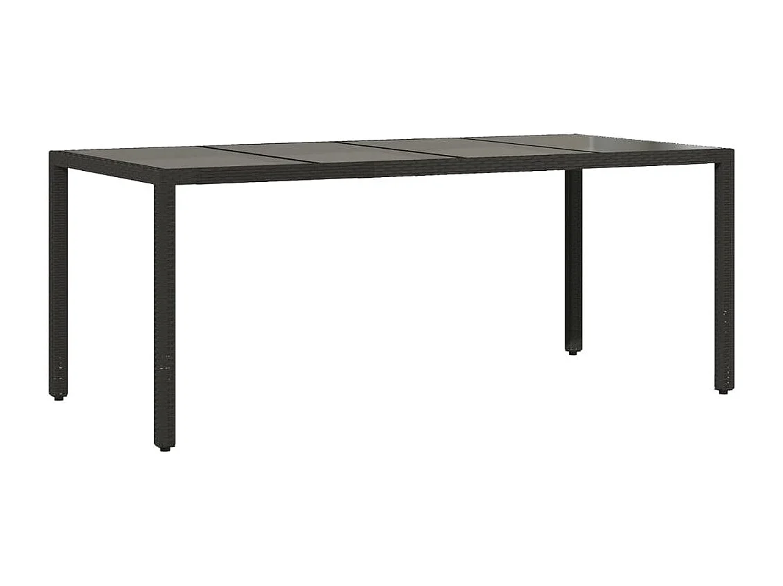 Table de jardin dessus en verre Noir 190x90x75cm Résine tressée