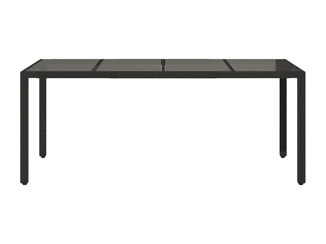 Table de jardin dessus en verre Noir 190x90x75cm Résine tressée