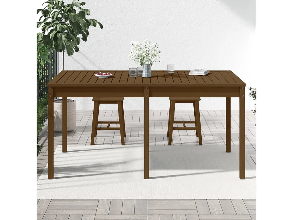 Table de jardin marron miel 159,5x82,5x76 cm bois massif de pin
