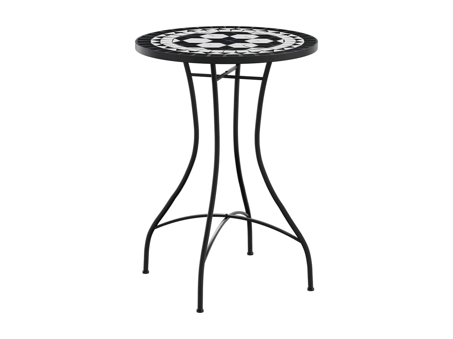 Mesa de bistrô em mosaico Ø50x70 cm cerâmica preto e branco