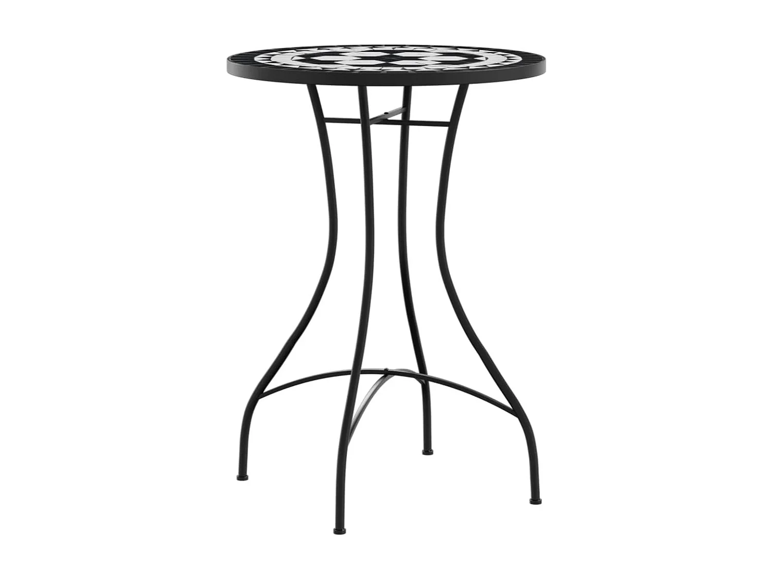 Table de bistro mosaïque noir et blanc Ø50x70 cm céramique
