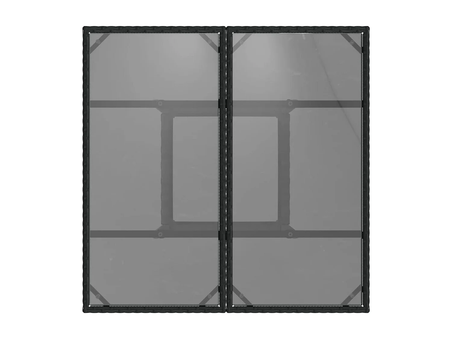 Table de jardin dessus en verre noir 80x80x75 cm résine tressée