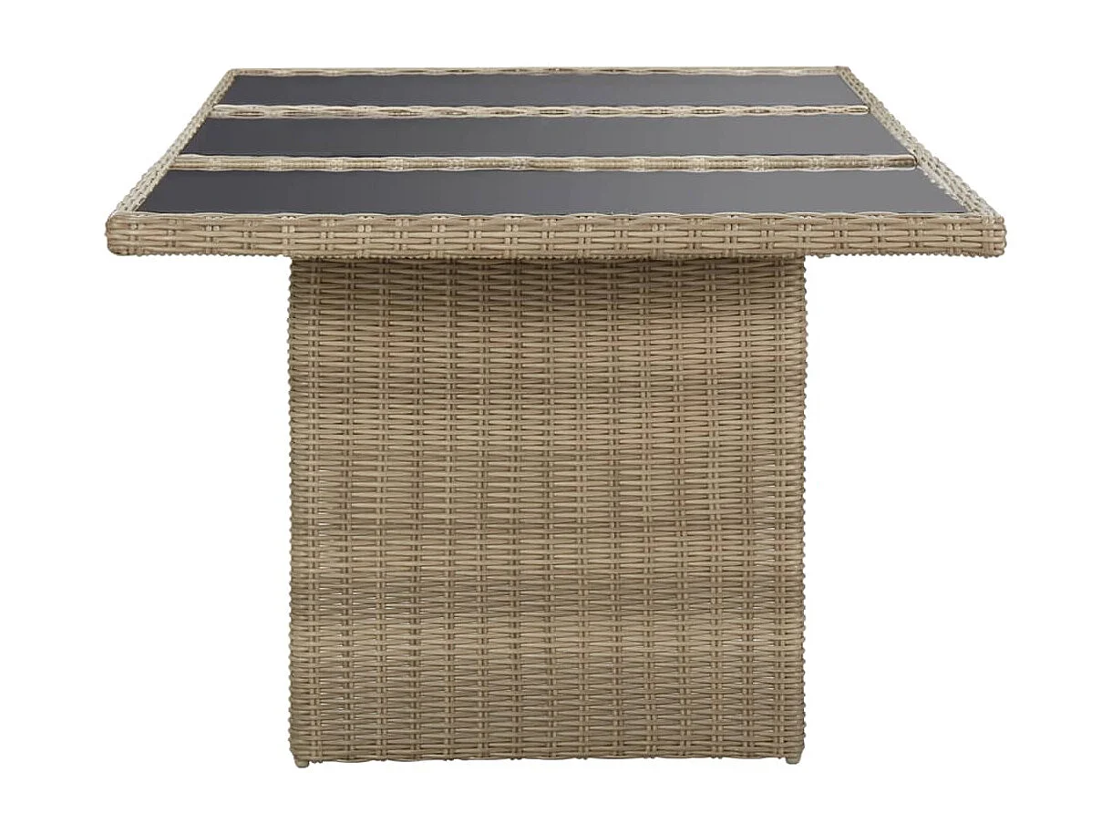 Table à dîner Marron 200x100x74 cm Verre et résine tressée