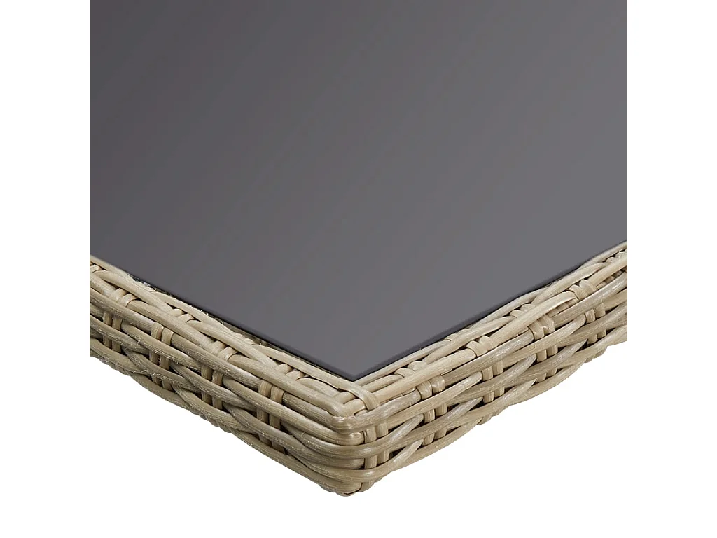 Tuintafel 200x100x74 cm glas en poly rattan bruin