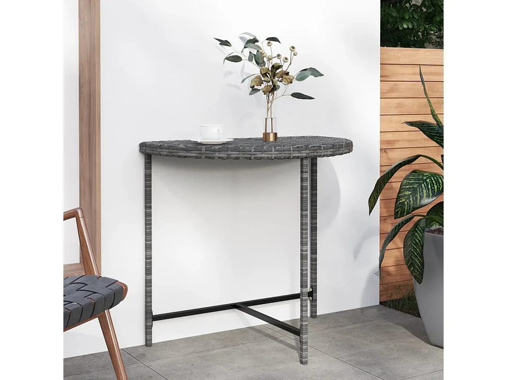 Table de jardin Gris 80x50x75 cm Résine tressée