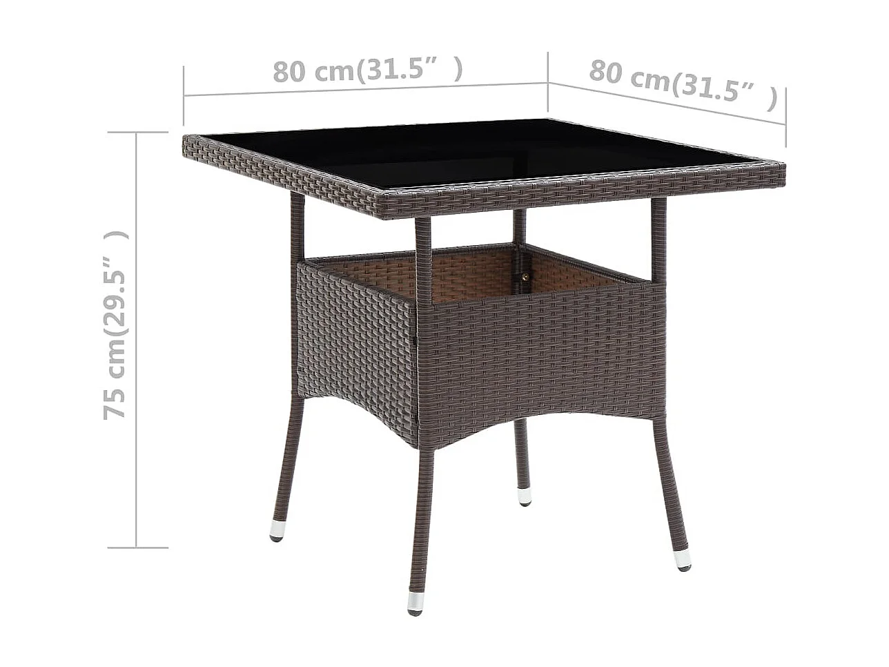 Tuintafel poly rattan bruin