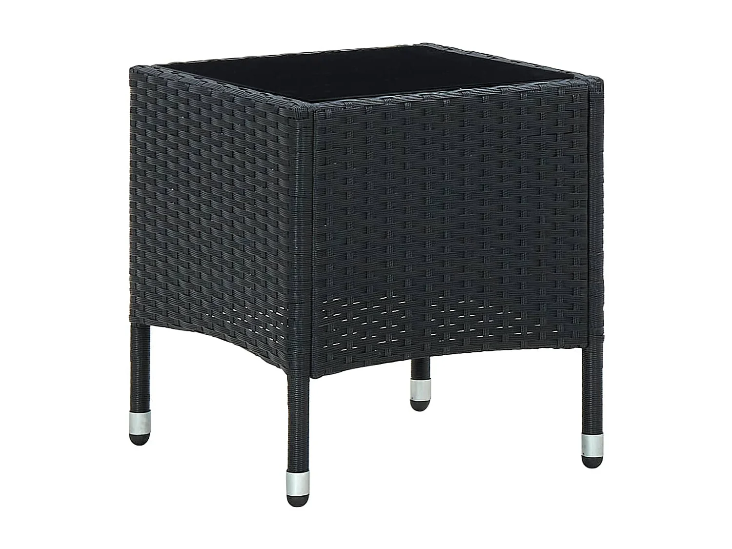 Table de jardin Noir 40x40x45 cm Résine tressée