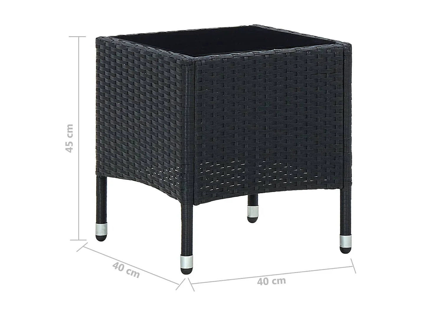 Table de jardin Noir 40x40x45 cm Résine tressée