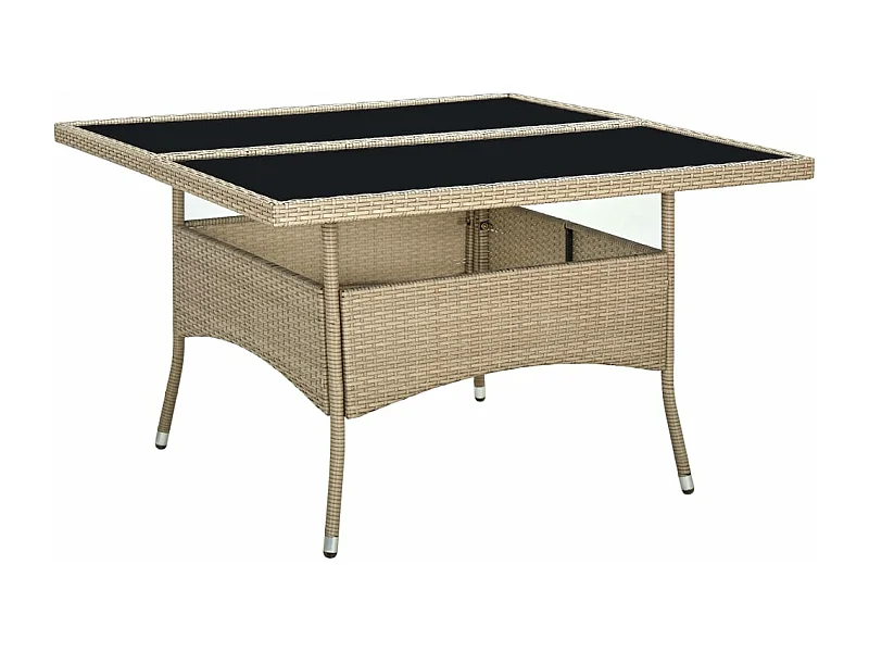 Table à dîner d'extérieur Beige Résine tressée et verre