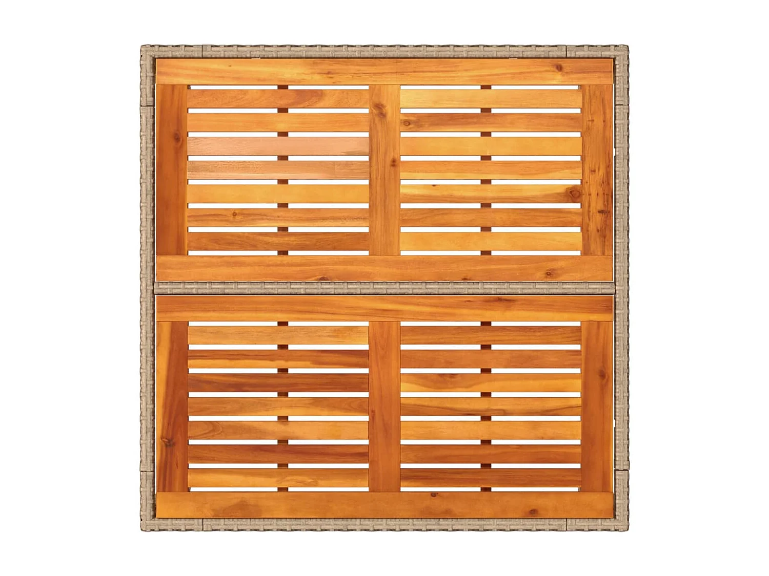 Mesa de jardim 90x90x75 cm vime PE e madeira de acácia bege