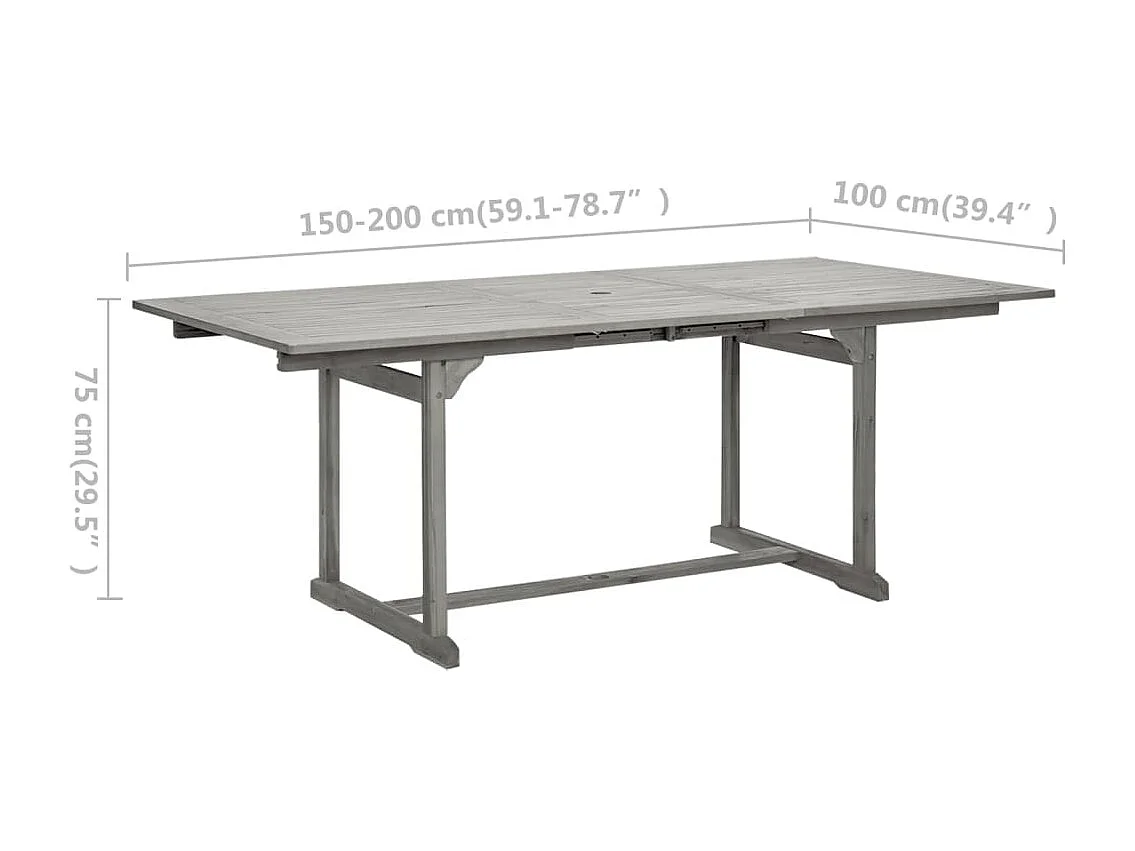 Mesa de comedor jardín madera maciza acacia (150-200)x100x75cm