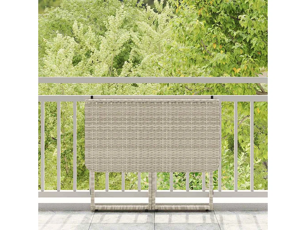 Table de jardin pliante gris clair 90 x 51 x 75 cm polyrotin