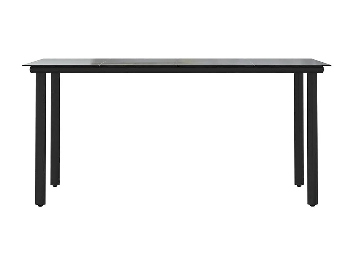 Mesa comedor jardín acero y vidrio templado negro 160x80x74 cm