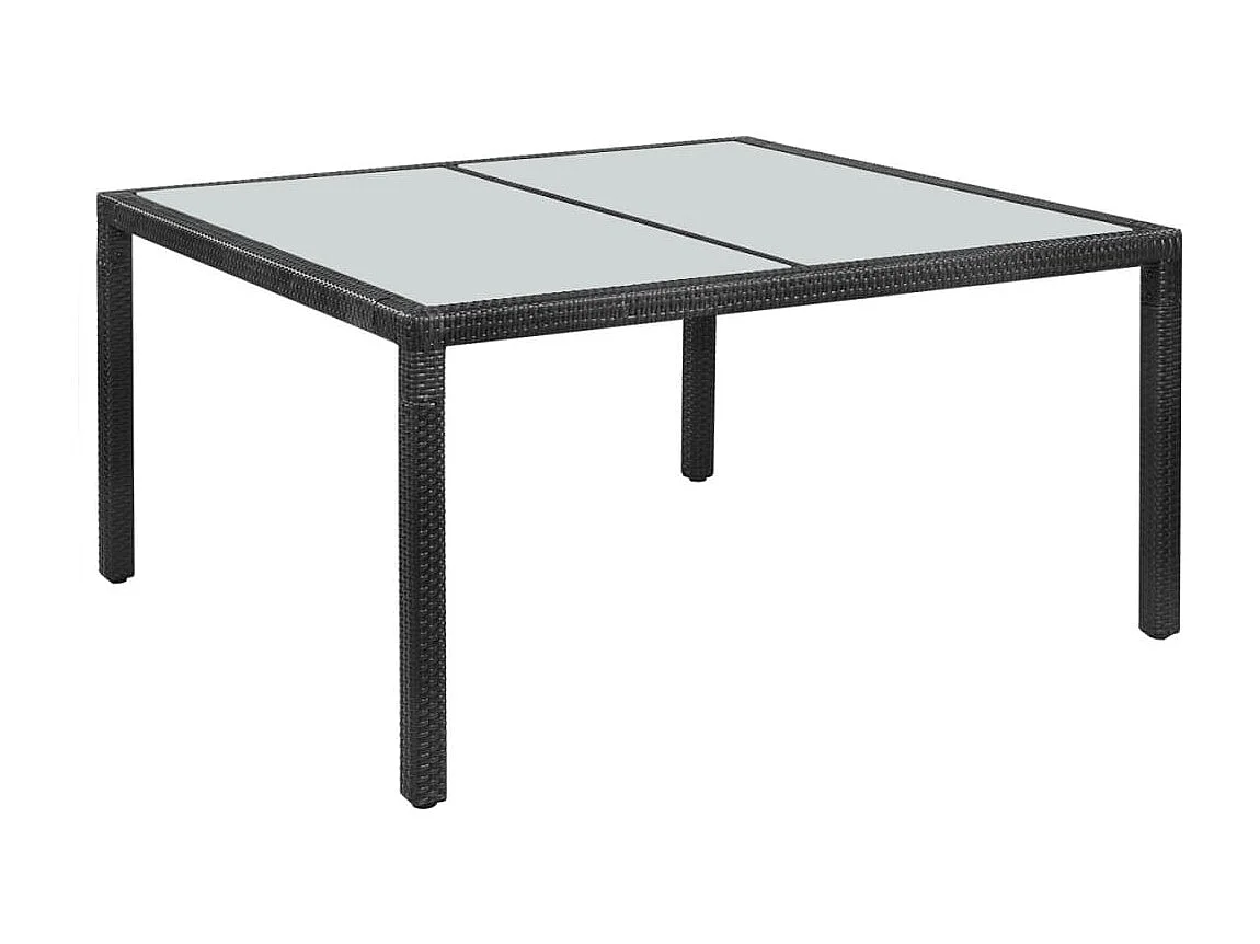 Table de jardin Noir 150x90x75 cm Résine tressée