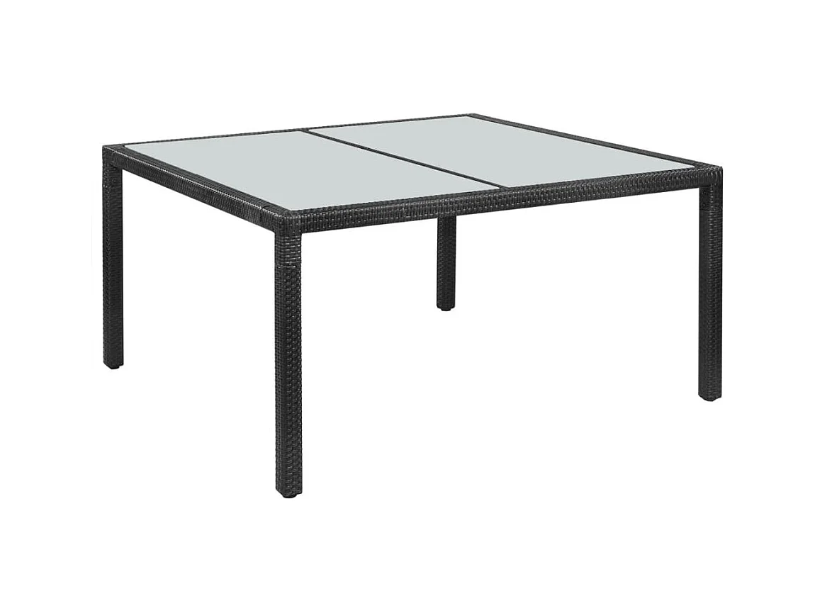 Table de jardin Noir 150x90x75 cm Résine tressée