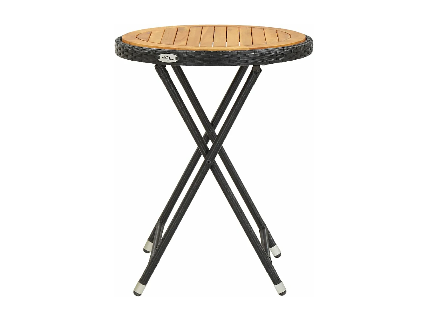 Mesa de centro ratán sintético y madera maciza de acacia 60 cm