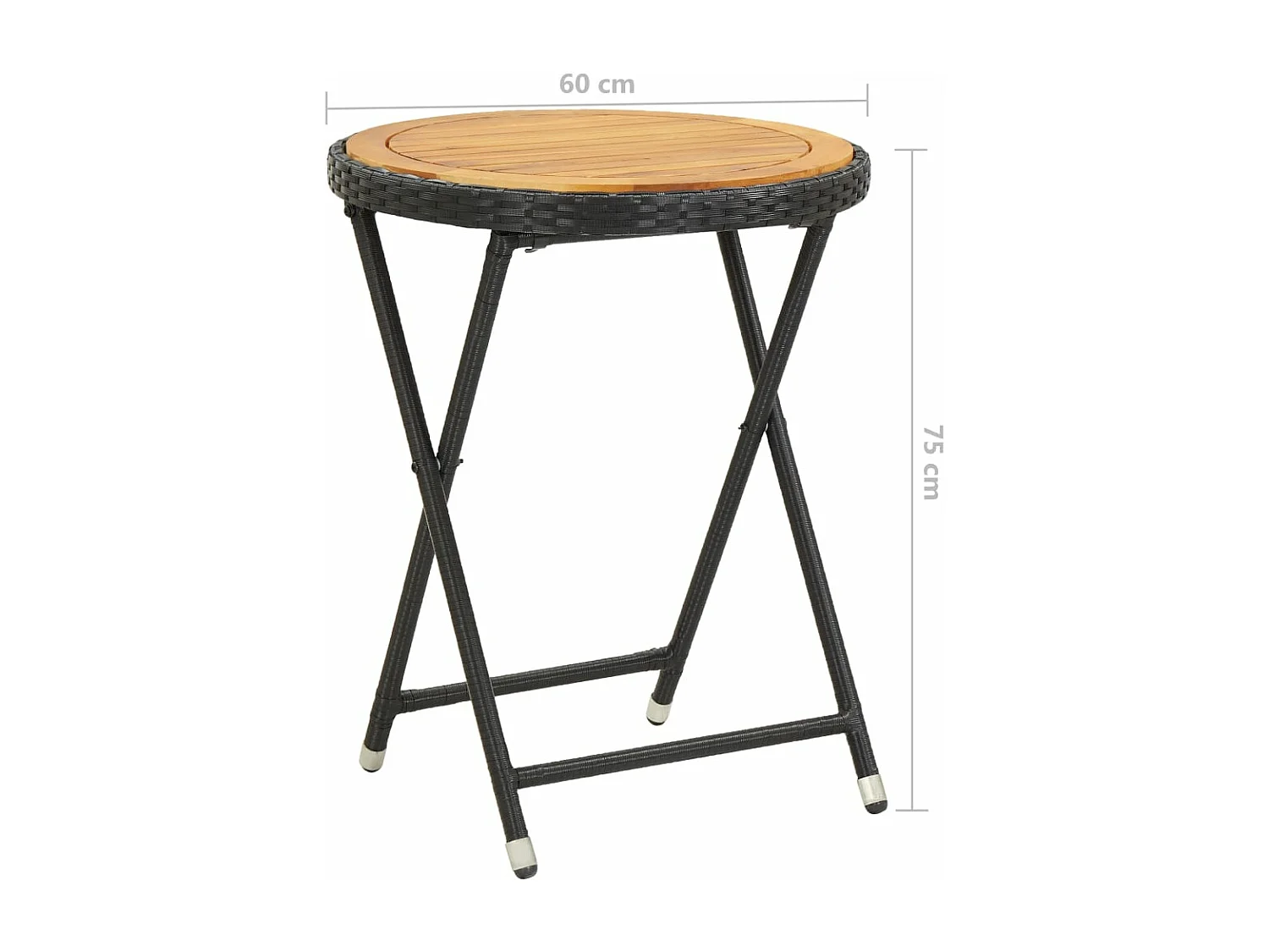Mesa de centro ratán sintético y madera maciza de acacia 60 cm