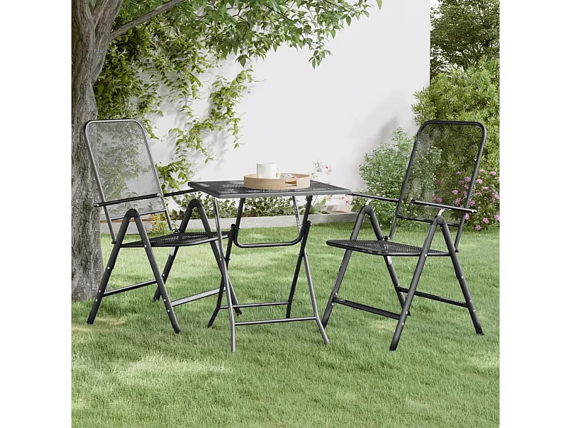Table de jardin 60x60x72 cm Maille métallique Anthracite