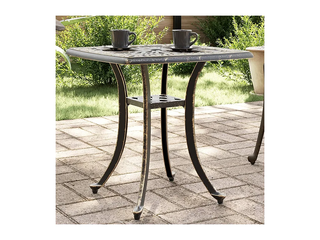 Table de jardin bronze 53x53x53 cm aluminium coulé