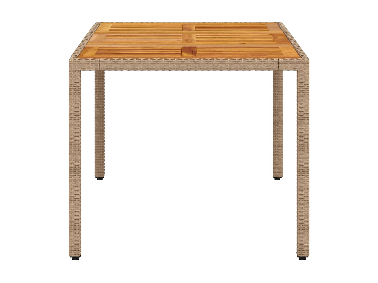 Table de jardin beige 150x90x75 cm résine tressée bois d'acacia