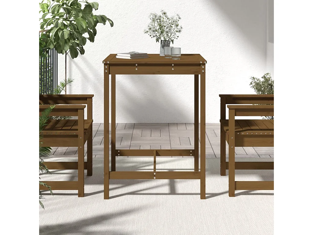 Table de jardin marron miel 82,5x82,5x110 cm bois massif de pin