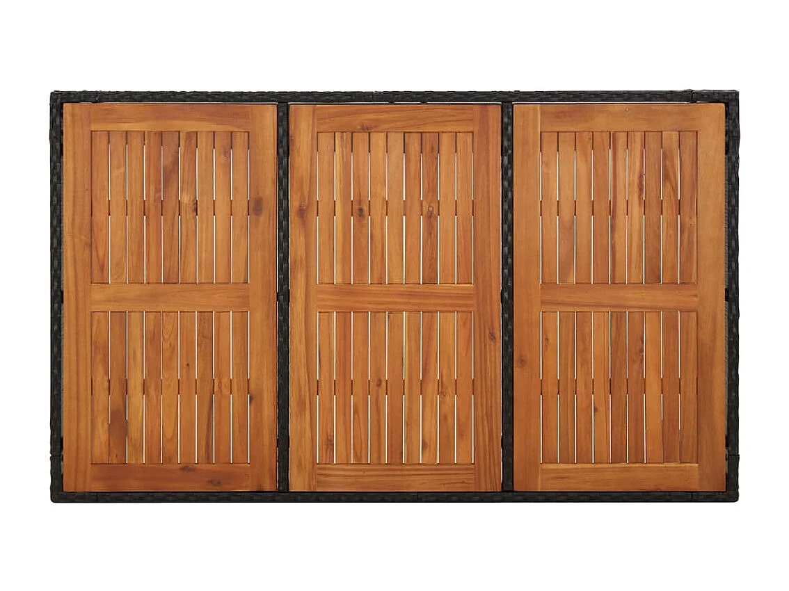 Table de jardin dessus en bois Noir 150x90x75 cm Résine tressée