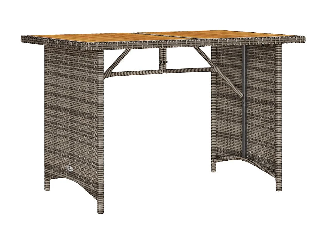 Mesa de jardín superficie de madera ratán PE gris 110x68x70 cm