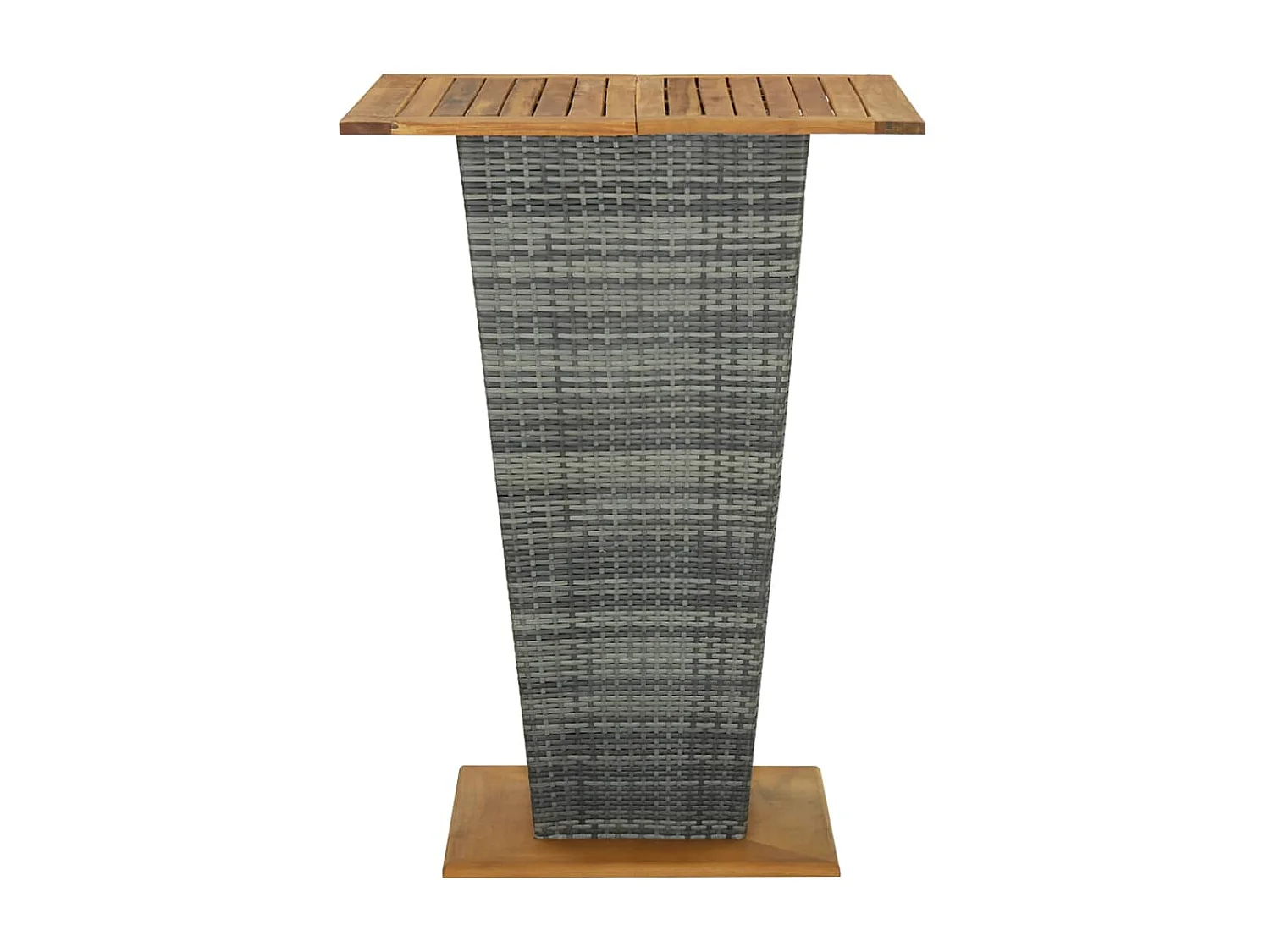 Mesa de bar 80x80x110 cm vime PE e acácia maciça cinzento