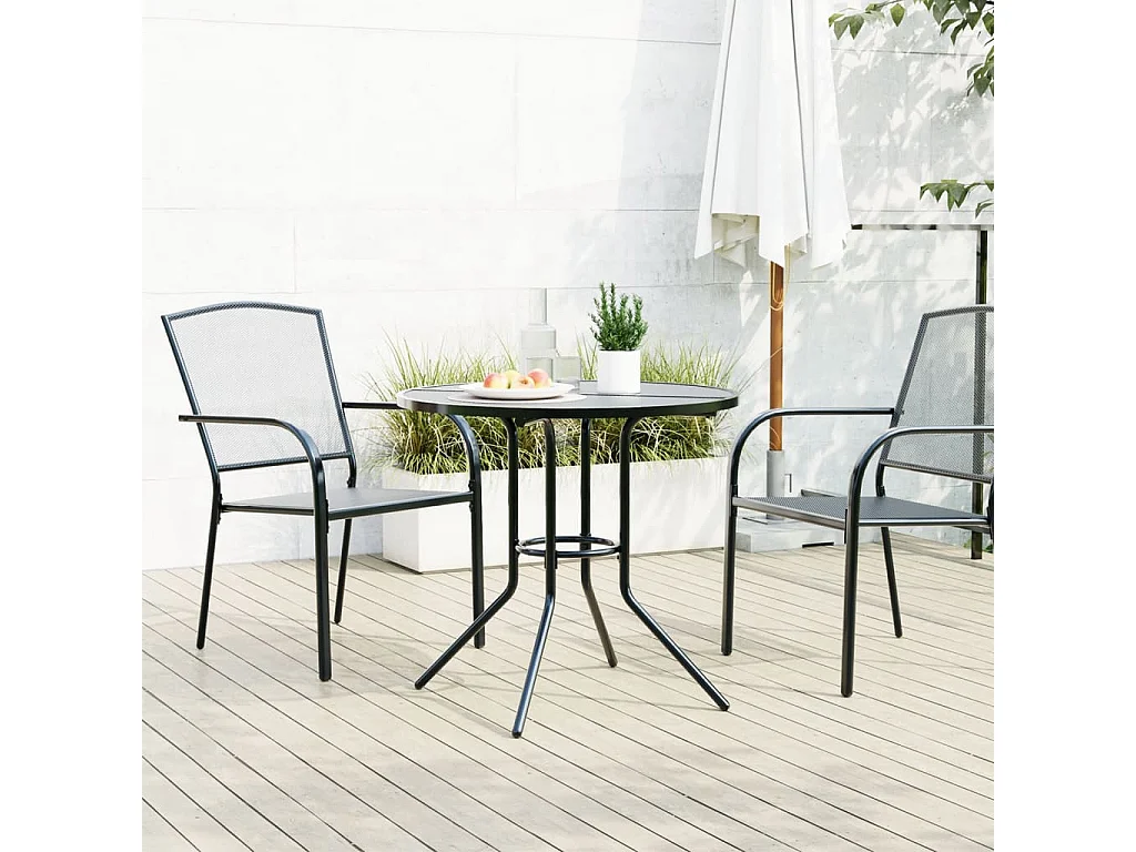 Mesa de patio redonda de acero gris antracita Ø80x72,5 cm