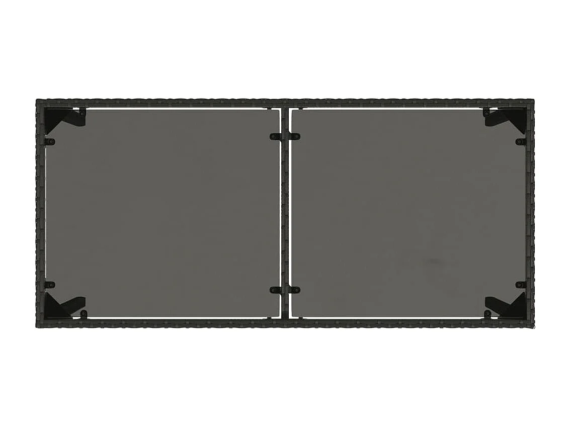 Table de jardin dessus en verre noir 115x54x74cm résine tressée